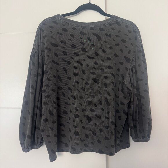 Clare V. Drop Shoulder Tee Puff 3/4 Sleeves Top In Faded Gray and Black - L - Picture 3 of 12